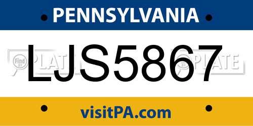 LJS5867 Pennsylvania License Plate