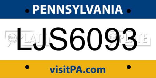 LJS6093 Pennsylvania License Plate