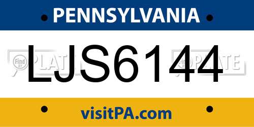 LJS6144 Pennsylvania License Plate