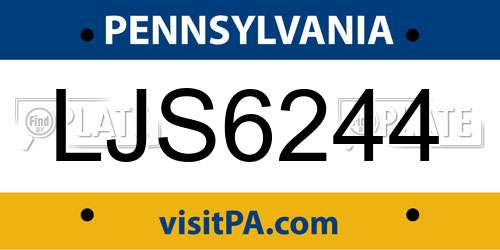 LJS6244 Pennsylvania License Plate