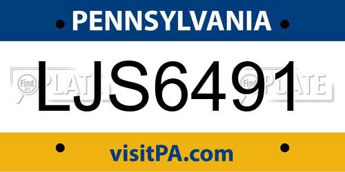 LJS6491 Pennsylvania License Plate