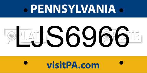 LJS6966 Pennsylvania License Plate
