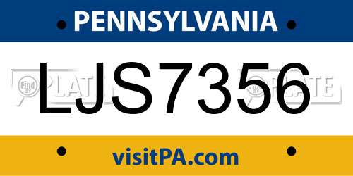 LJS7356 Pennsylvania License Plate