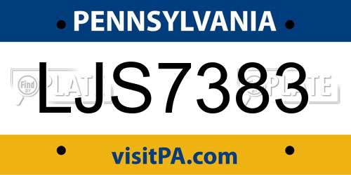 LJS7383 Pennsylvania License Plate