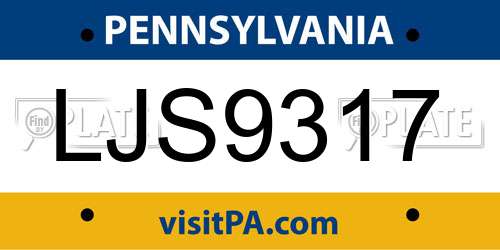 LJS9317 Pennsylvania License Plate