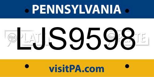 LJS9598 Pennsylvania License Plate