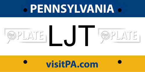 LJT Pennsylvania License Plate