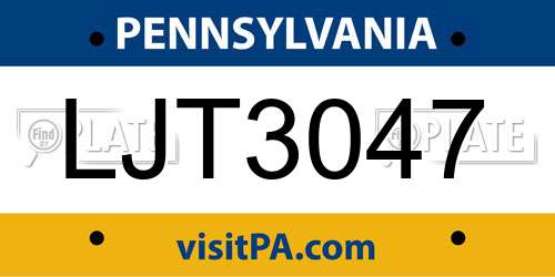 LJT3047 Pennsylvania License Plate