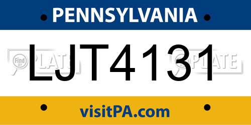 LJT4131 Pennsylvania License Plate