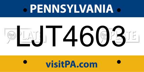 LJT4603 Pennsylvania License Plate
