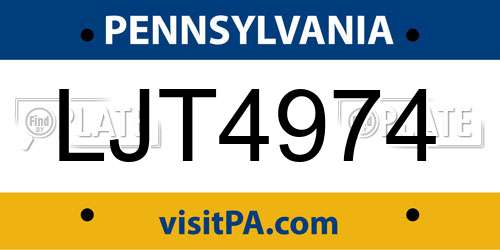 LJT4974 Pennsylvania License Plate
