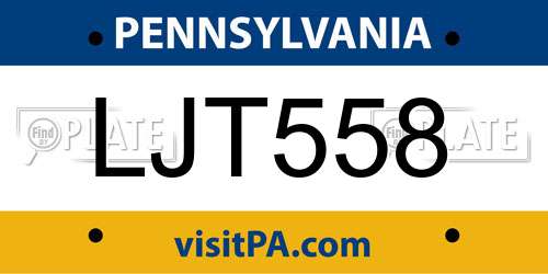 LJT558 Pennsylvania License Plate