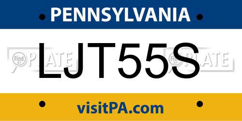 LJT55S Pennsylvania License Plate
