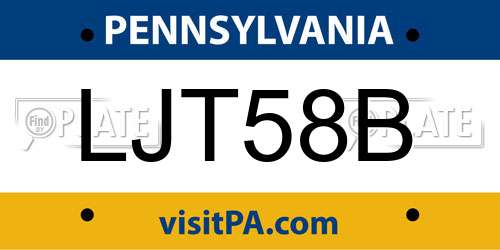 LJT58B Pennsylvania License Plate
