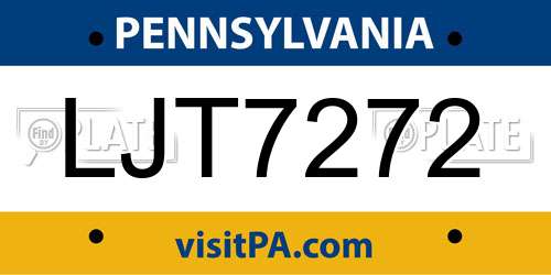 LJT7272 Pennsylvania License Plate