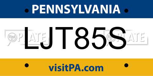 LJT85S Pennsylvania License Plate