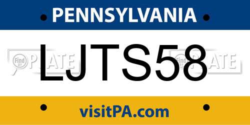 LJTS58 Pennsylvania License Plate