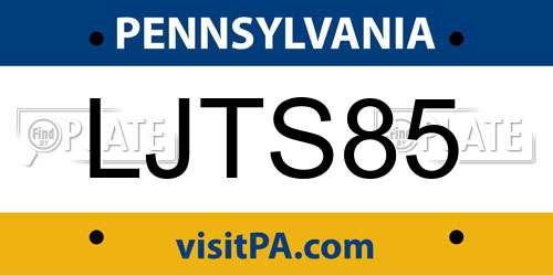 LJTS85 Pennsylvania License Plate