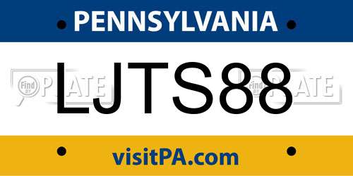 LJTS88 Pennsylvania License Plate