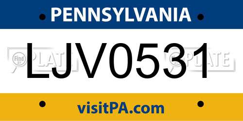 LJV0531 Pennsylvania License Plate
