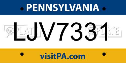 LJV7331 Pennsylvania License Plate