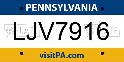 LJV7916 Pennsylvania License Plate