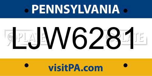 LJW6281 Pennsylvania License Plate