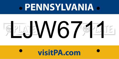 LJW6711 Pennsylvania License Plate