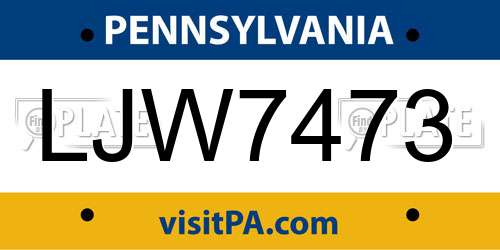 LJW7473 Pennsylvania License Plate