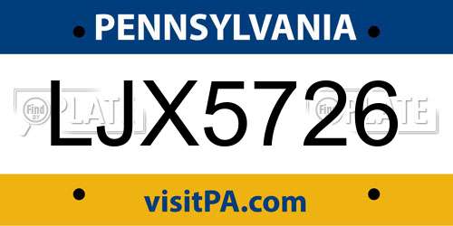 LJX5726 Pennsylvania License Plate