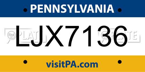 LJX7136 Pennsylvania License Plate