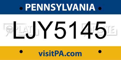 LJY5145 Pennsylvania License Plate