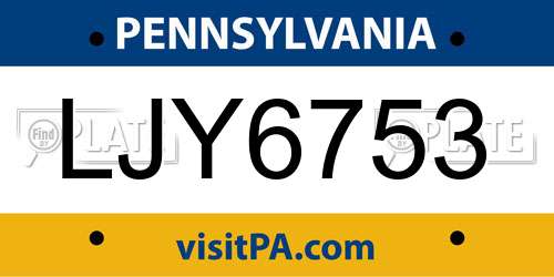 LJY6753 Pennsylvania License Plate