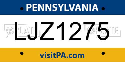 LJZ1275 Pennsylvania License Plate