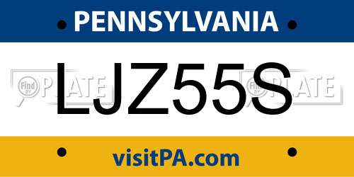 LJZ55S Pennsylvania License Plate