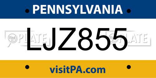 LJZ855 Pennsylvania License Plate