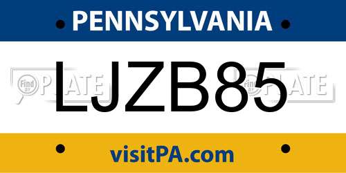 LJZB85 Pennsylvania License Plate