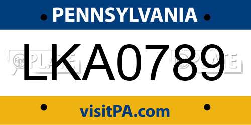 LKA0789 Pennsylvania License Plate