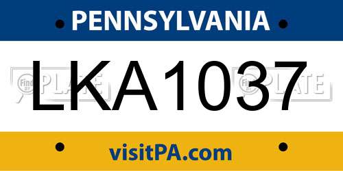 LKA1037 Pennsylvania License Plate