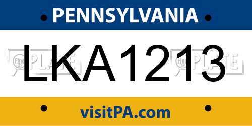LKA1213 Pennsylvania License Plate