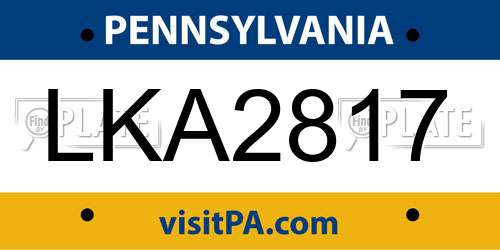 LKA2817 Pennsylvania License Plate