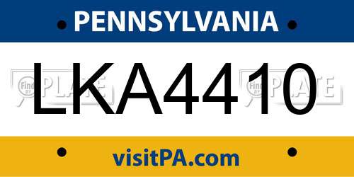 LKA4410 Pennsylvania License Plate