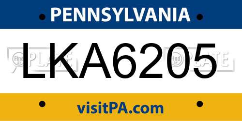 LKA6205 Pennsylvania License Plate