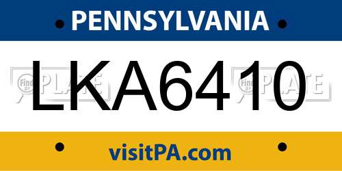 LKA6410 Pennsylvania License Plate