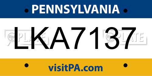 LKA7137 Pennsylvania License Plate