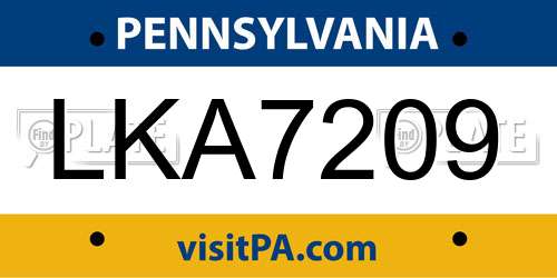 LKA7209 Pennsylvania License Plate