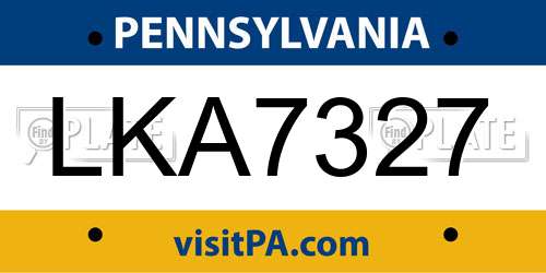 LKA7327 Pennsylvania License Plate