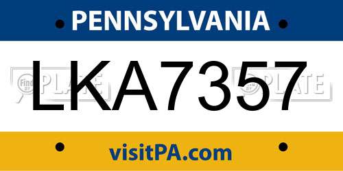 LKA7357 Pennsylvania License Plate