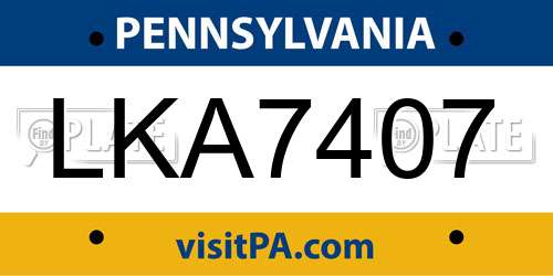 LKA7407 Pennsylvania License Plate