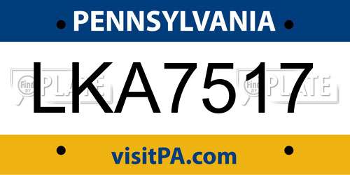 LKA7517 Pennsylvania License Plate